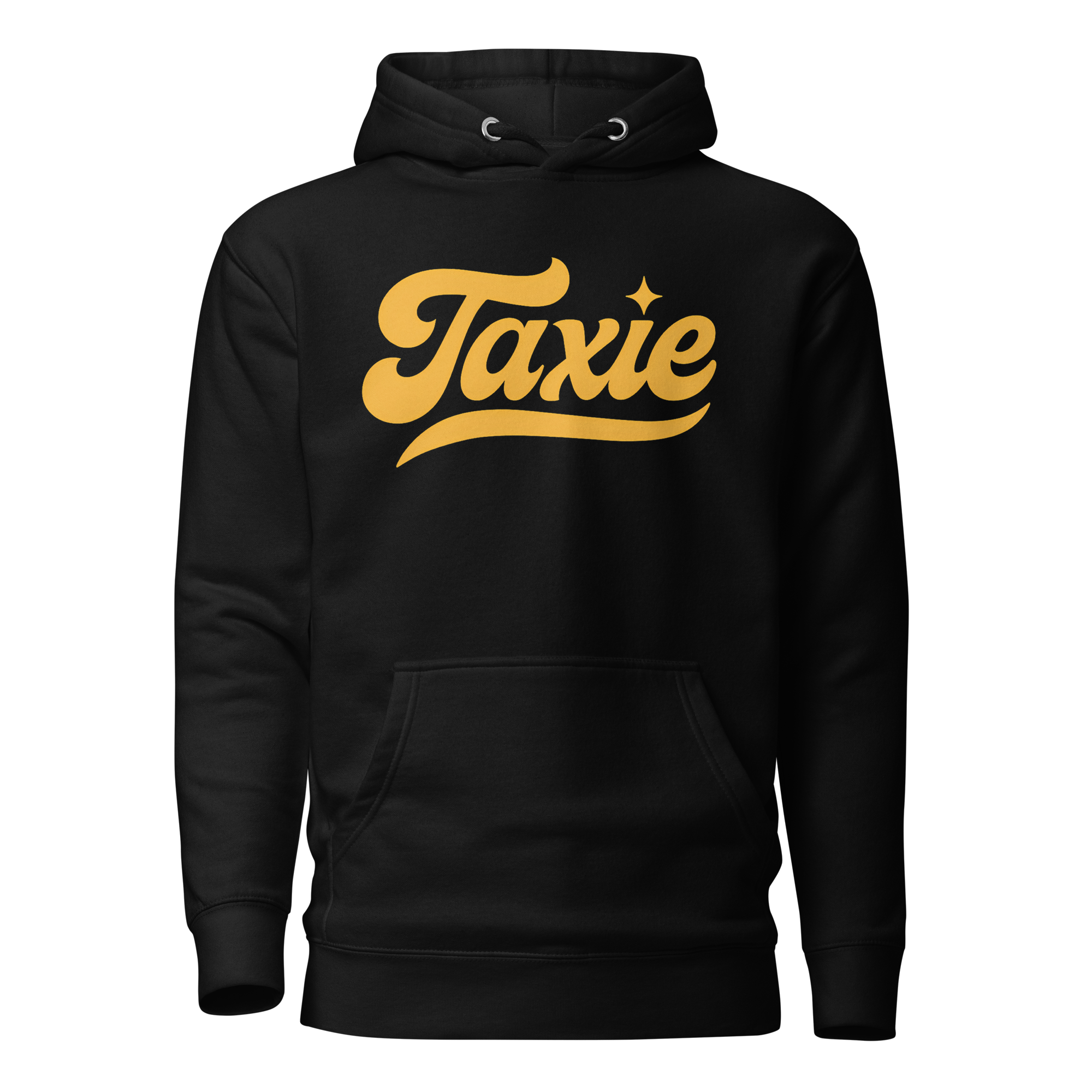 Unisex hoodie with yellow Taxie logo
