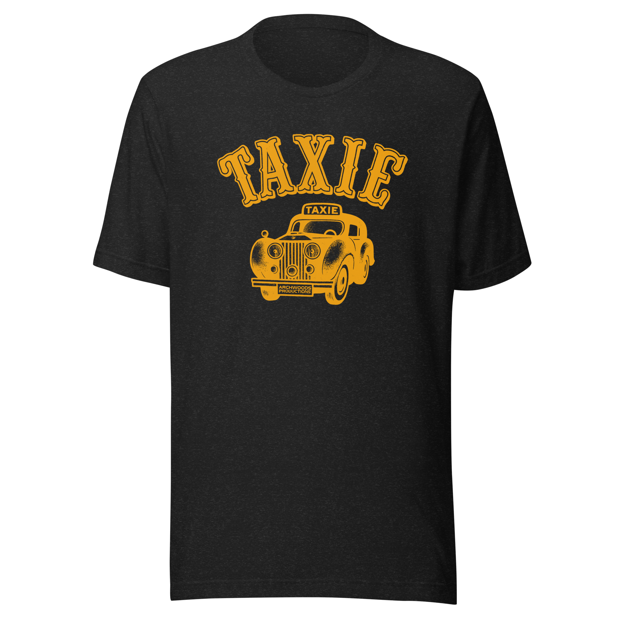 Unisex t-shirt with vintage yellow Taxie logo